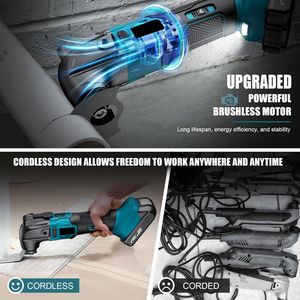 Strumento oscillante Cordless per batteria Makita 18V, strumento motore Brushless a velocità variabile 6, Kit Multi utensile oscillante - Product Image 3