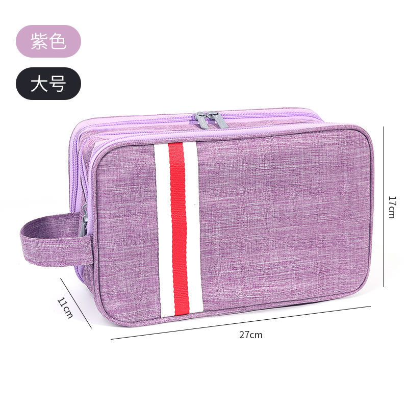 Large purple multi-layer toiletry bag