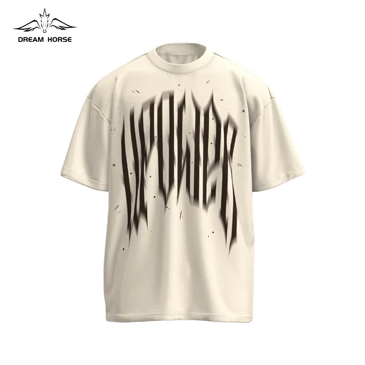 AiNear al por mayor logotipo personalizado diseño OEM y ODM impresión bajo demanda carta manga corta hip hop rapero hombre algodón orgánico 300g camiseta