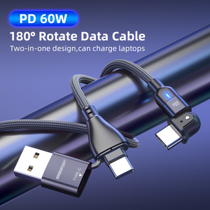 Laptop PD 60W 180 Degree 3A Fast Charging <strong>USB</strong> Cable for Type C Phones and Computer <strong>2</strong> in <strong>1</strong> <strong>USB</strong> A+C Data Transfer Cable - Product Image 2