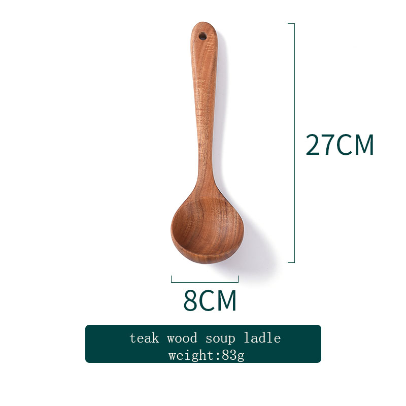 Louche à soupe en bois de teck 27*8cm