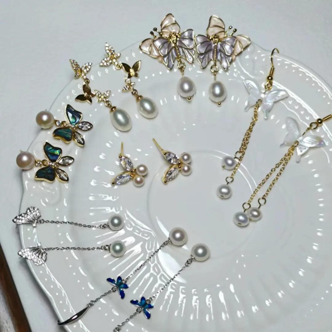 Orecchini pendenti con perla di moda da donna realizzati in fabbrica con gioielli con fiocco in oro bianco placcato in oro argento per gli uomini