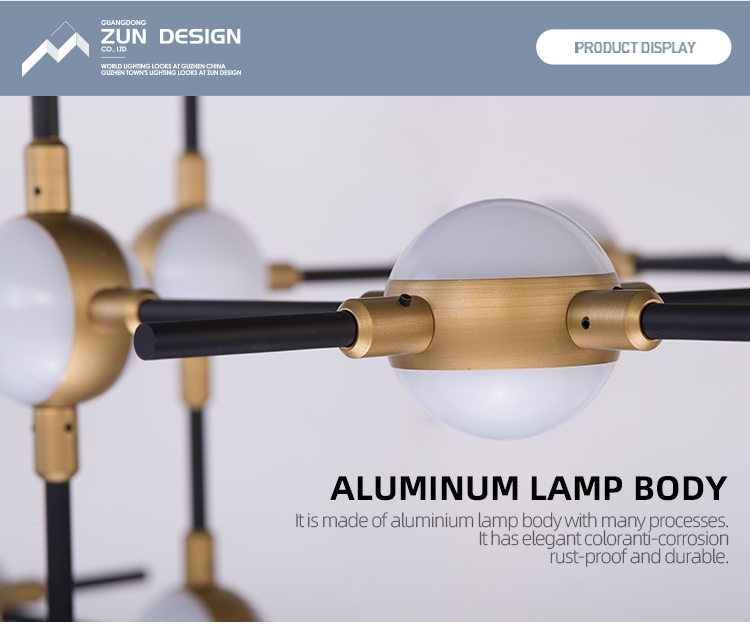 Zun Design Hot Sale Wholesale Modern Decorative PC Cover hanging gold pendant lamp for Restaurant indoor