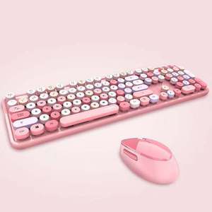 Teclado y ratón inalámbricos para oficina, juego de lápiz labial de color dulce, 2,4G - Product Image 2