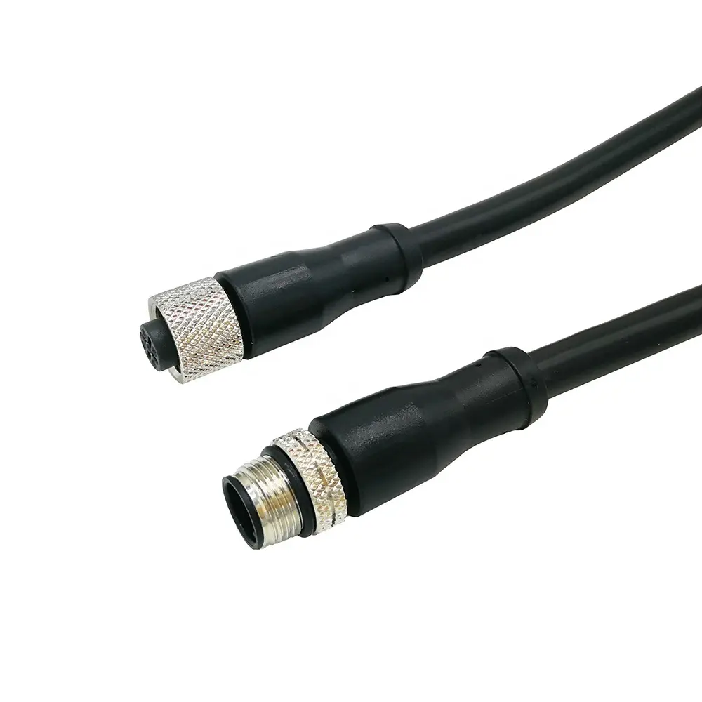 M12 Verbinder A-code 5 Stifte männlich zu weiblich Kabel M12 Öffnungskabel M12 wasserdichter Verbinder doppelseitiges geformtes PVC-Kabel