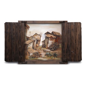 Tranh vẽ tĩnh vật hình khung cửa nông thôn Tujia Trung Quốc thủ công bằng đá sa thạch, tranh treo tường trang trí bằng gỗ, phong cách cổ điển, sản xuất tại Trung Quốc - Product Image 1