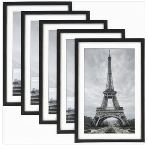 Set of 5 Simple Retro Wooden Picture <strong>Frames</strong> DIY Canvas Wall Gallery Photo Display with 9x15 and <strong>11x17</strong> Pads for Home Use - Product Image 1