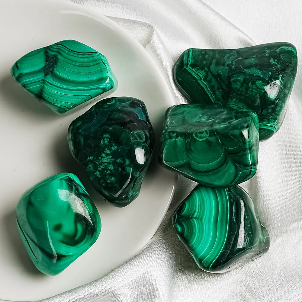 100% Natural Healing Crystal Polished Malachite Tumble Stone Malachite Pocket Stone