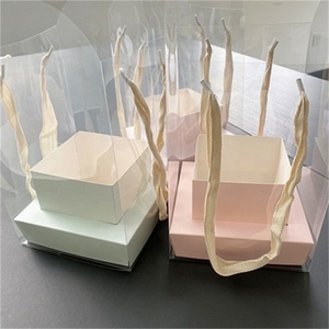 Şeffaf çiçek kutusu sevgililer günü için buketleri temizle kare Pvc gül aranjmanı balon PET çiçek kollu kutu - Product Image 6