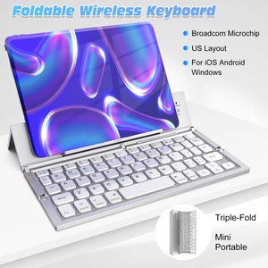 Mini teclado plegable BT, portátil, portátil, teclado de tres pliegues para ordenador portátil de negocios - Product Image 3