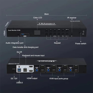 TESmart USB 3.0 HDMI KVM交换机2显示器4台电脑4K @ 60hz双显示器KVM交换机HDMI 4端口机架式矩阵KVM - Product Image 2