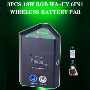 Uplights Batería Inalámbrica Par Light RGBWA + UV 3*18W DMX/IR/APP Control Batería Par Light Luces alimentadas por batería para pista de baile - Product Image 2