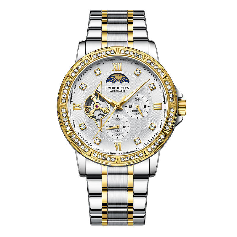 L-9403 Gold Shell White Surface Gold Nail Steel Belt