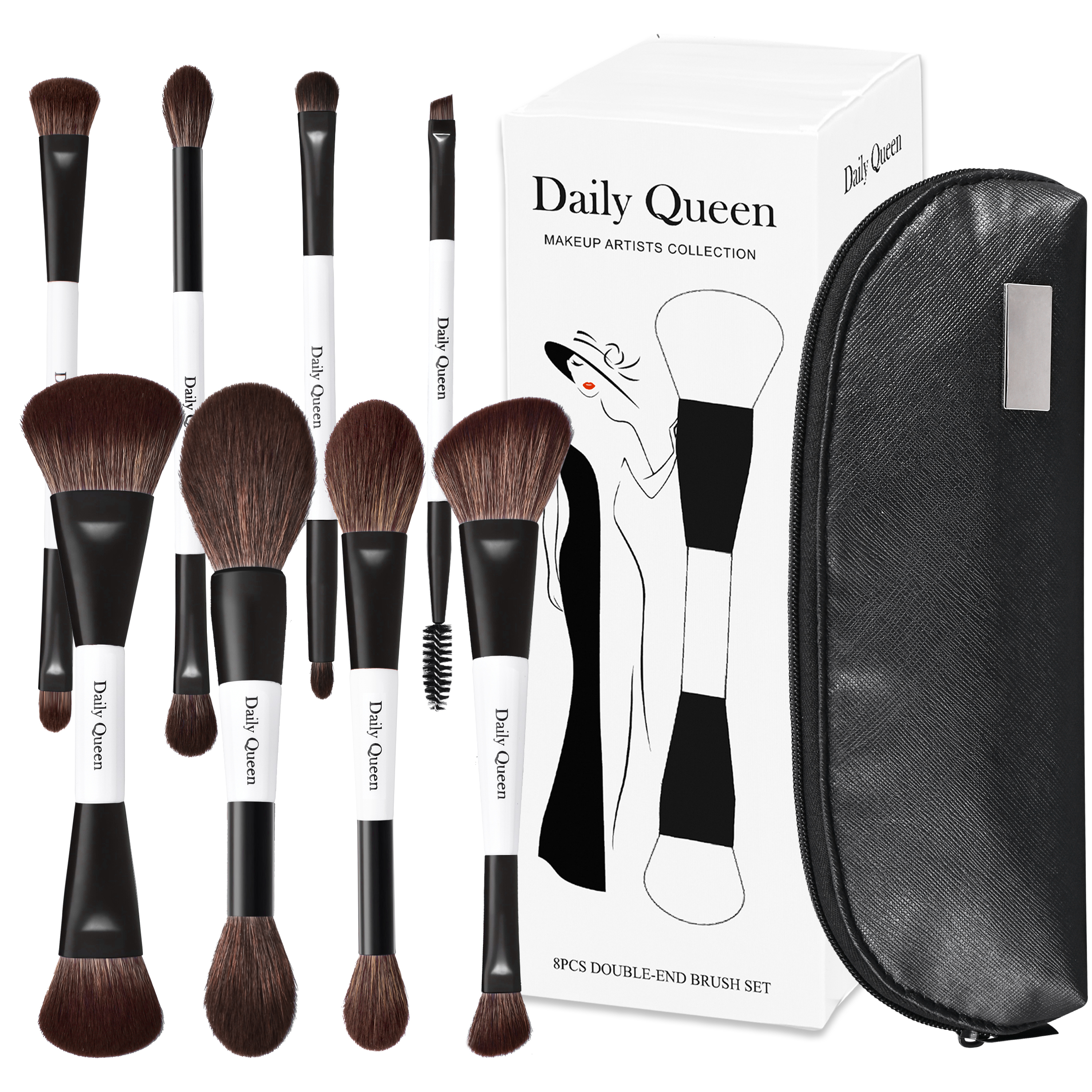 8pcs x double extrémité brosse = 16pcs soie-sac en plastique emballage