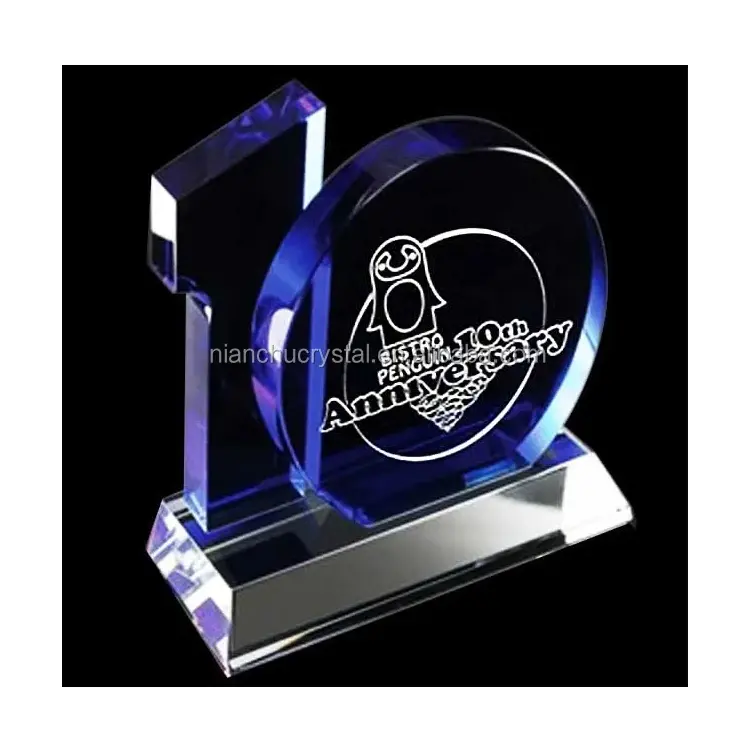 Blu di Cristallo Trofeo Corporate Premio di Affari 10 Anno Regalo di Anniversario