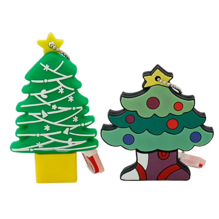 Custom Christmas gifts pendrive memory stick cartoon 3D christmas tree usb flash drive