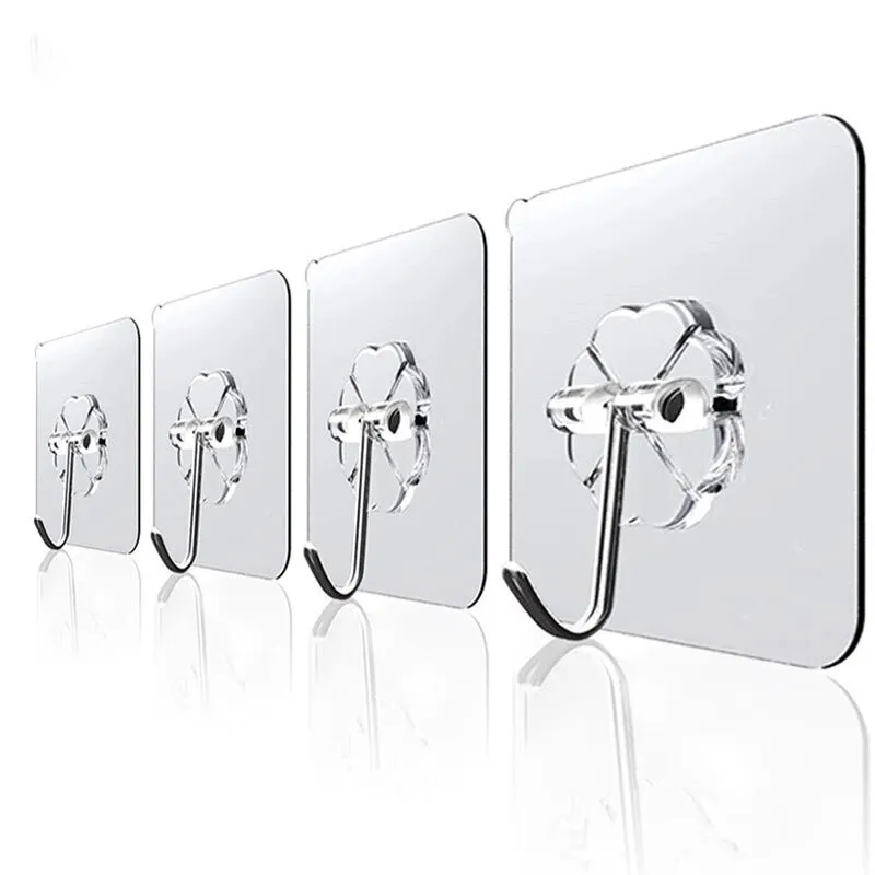 Hot Selling Traditional Novelty Transparent Strong Self-Adhesive Wall Hooks Magic for Coat Kitchen Bathroom or Door Use