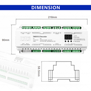 Декодер DMX512, 12 В, 24 В постоянного тока, 24 канала, 32 канала, 40 каналов, DIN-рейка DMX512/1990 на постоянное напряжение, ШИМ, светодиодный диммер, сигнал DMX, контроллер, конвертер - Product Image 5