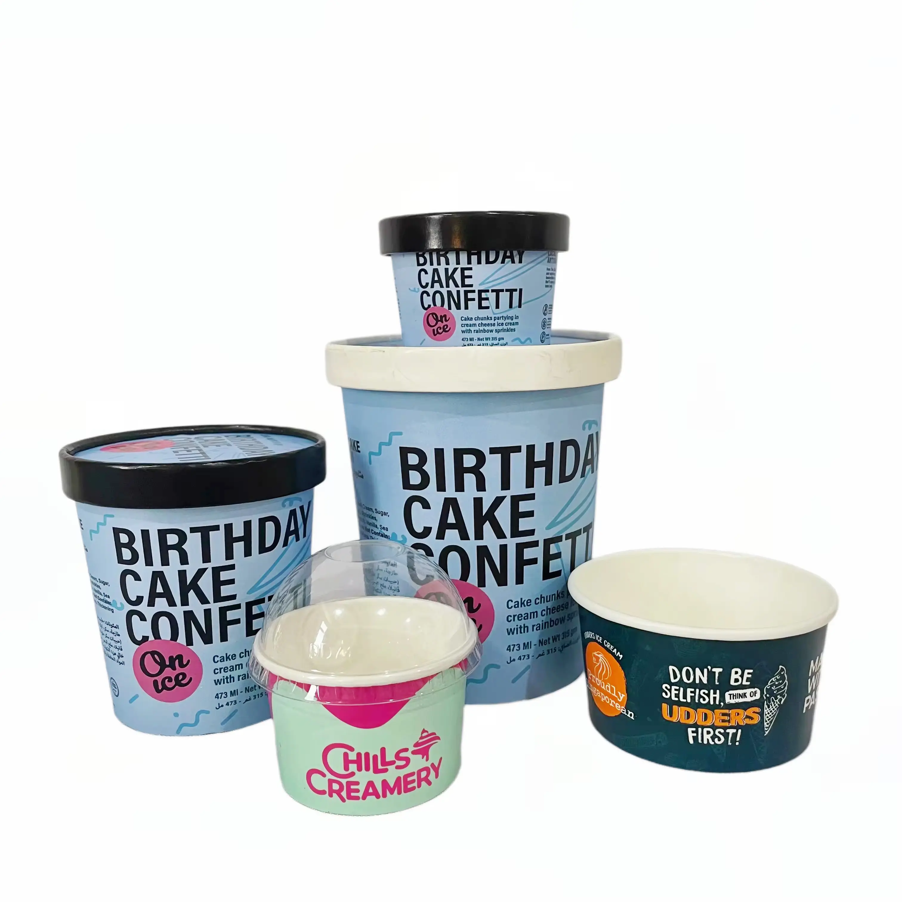 Stampa personalizzata Oem 100ml 180ml 500ml 4oz 5oz 8oz 16oz coperchio per tazza di carta per gelato colorato bianco vuoto