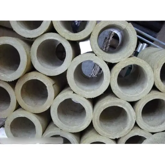 Materials Construction Water Insulated 80キロ/m3 Rock Wool Pipe / Tube Fireproof Insulation