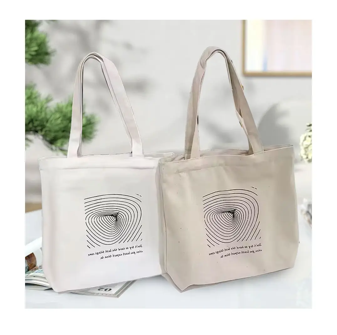 Wholesale Bolsa de lona Blank Plain Custom Print Logo Shopping Recycled Cotton Canvas Tote Bag