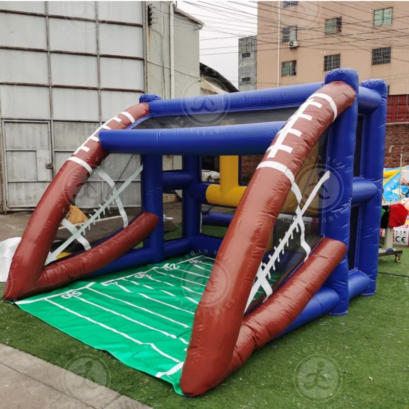Vendita calda commerciale giochi per feste gonfiabili calcio campo di calcio sfida Rugby porta giochi di partito mobili