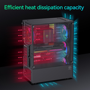 Kardan adam ATX bilgisayar orta kule PC oyun kasası yeniden başlatma anahtarı çift temperli cam yan verimli ısı dağılımı oyun şasi - Product Image 6