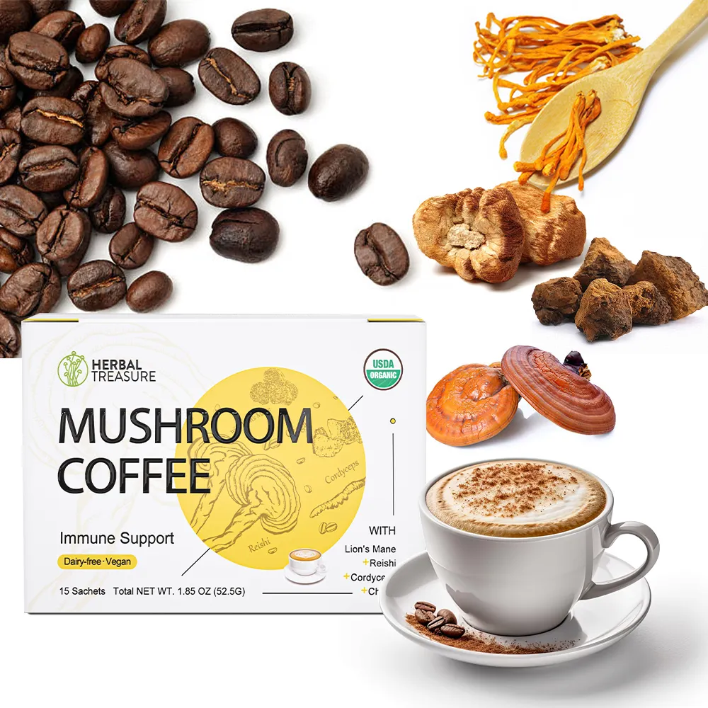 instant coffee 4 in 1 mushroom coffee instant coffee with reishi chaga lions mane cordyceps medicinal mushroom
