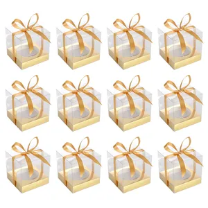 Plastic Individual Single Cupcake Boxes with Insert and Ribbon Transparent PVC <strong>PET</strong> Food Grade Bakery Packaging <strong>Box</strong> - Product Image 2