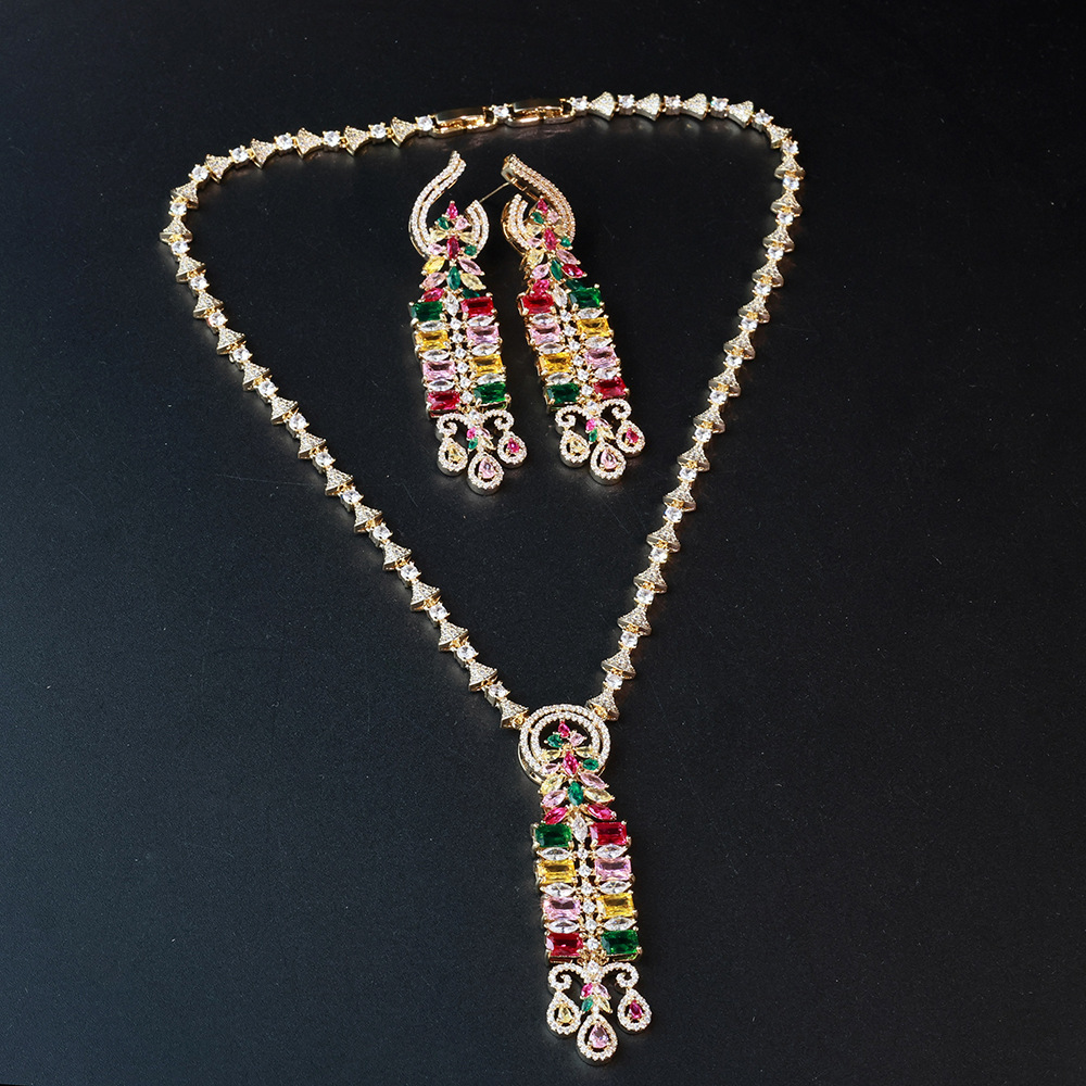 Gold necklace earrings set*207
