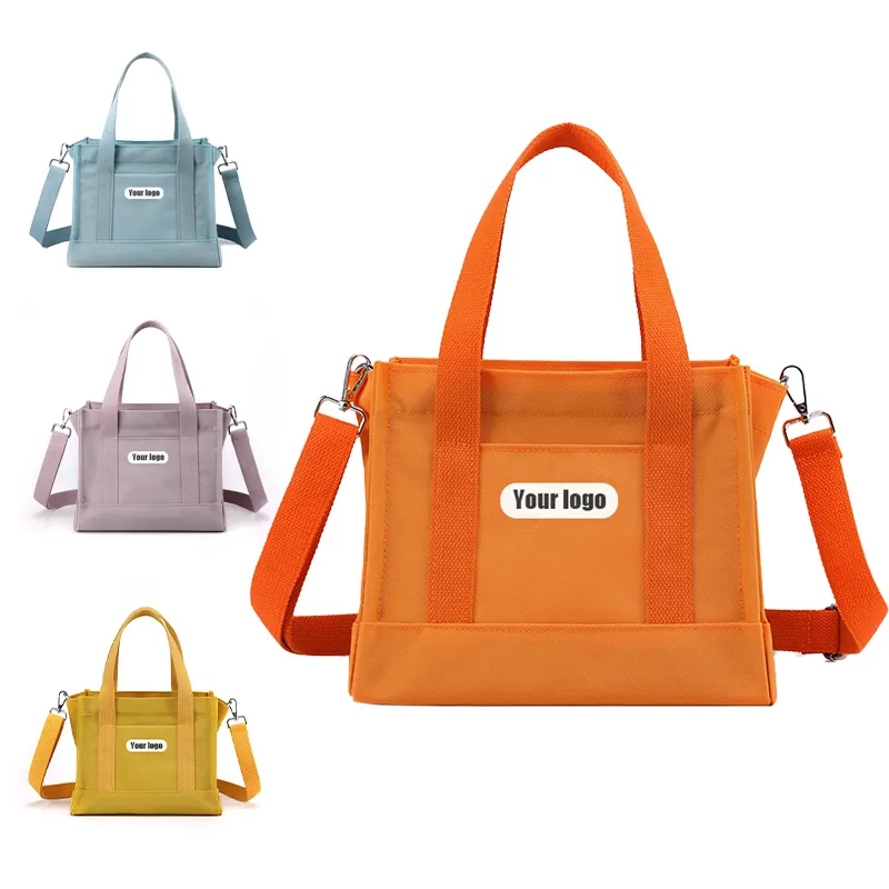 पुनः प्रयोज्य खरीदारी बैग कैनवास हैंडबैग किराने यात्रा टी-शर्ट भोजन पुल श्रृंखला स्ट्रैप लोगो शॉपिंग बैग
