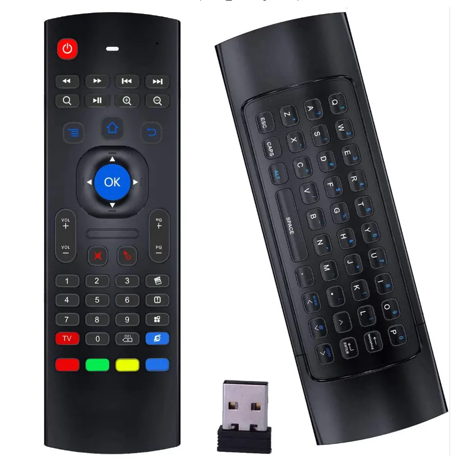 نموذج عربي/إنجليزي/روسي MX3 ، بجهاز تحكم ذكي لاسلكي عن بعد لجهاز ألعاب Android TV Box