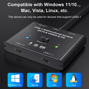 2 Way 8K <strong>USB</strong> C <strong>KVM</strong> <strong>Switch</strong> <strong>USB</strong> 3.<strong>1</strong> Type C Splitter Cable for Video 8K@30Hz 4K@120Hz PD 100w 10Gbps Data Transfer for PC Mobile - Product Image 4