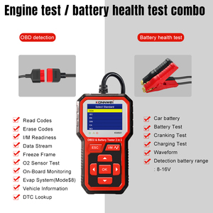 Evrensel araba kod okuyucu & 12V pil test cihazı OBD2 tarayıcı 2 1 otomatik teşhis OBDII EOBD tarama aracı O2 sensörü motor test - Product Image 2