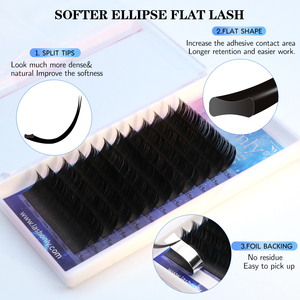 Elliptical Flat <strong>Lashes</strong> Single Eyelash Extensions Private Label Cashmere Volume <strong>Lashes</strong> Dark Fluffy <strong>Lash</strong> Extensions 0.15 0.20 0.25 - Product Image 2