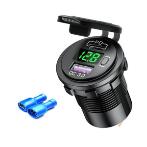 インテリジェントカーユニバーサルワンUSBタイプC PDソケットワンUSB QC3.0電圧メーター表示ボタン12-24Vカーチャージャー - Product Image 6