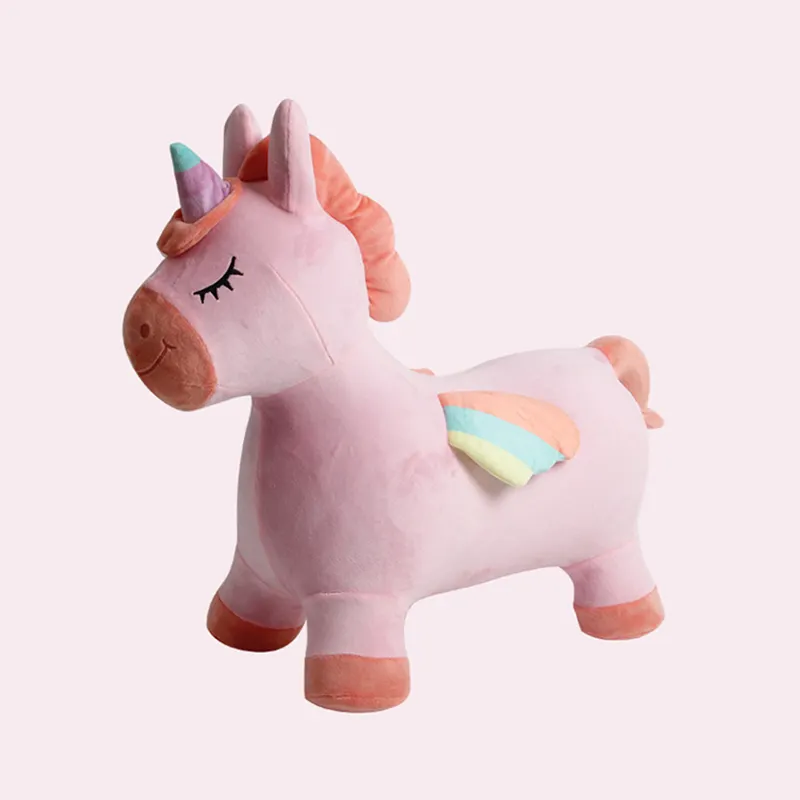 CE Inflatable toy PVC suit inflatable jumping horse plush unicorn pink kids animal toy bouncing unicorn inflatable horse sph