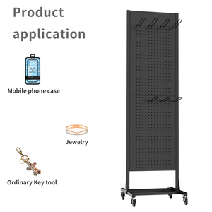 Kunden spezifisches beliebtes bodens teh endes Geschäft Black Metal Hanging Peg board Hook Display mit eingebettetem Design