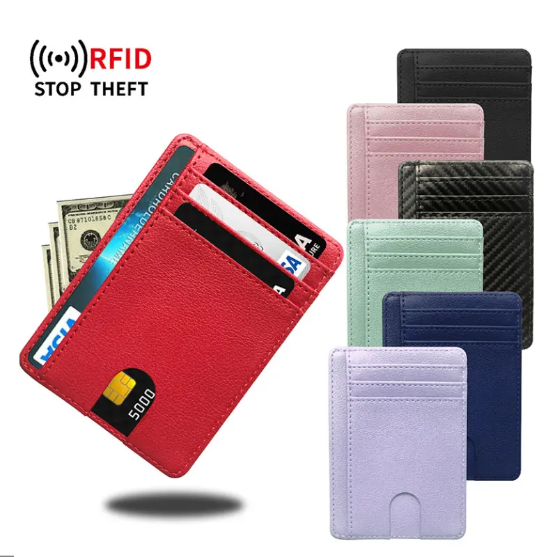 Кожаный футляр для удостоверения личности, Подарочная коробка для кредитных карт, тонкий футляр для кредитных карт с несколькими слотами, блокировка RFID, передний карман для мужчин