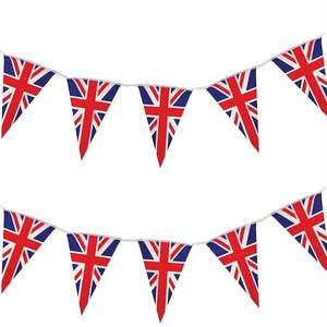 Venta al por mayor de tela de poliéster personalizado celebración Festival decoración cadena bandera banderines triángulo a todo color banderines - Product Image 4