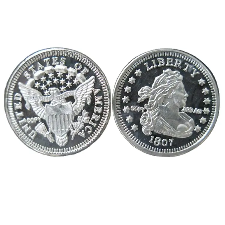Nueva llegada de plata para comprar en línea 1 gramos de plata fina 999 rondas 1807 libertad águila moneda