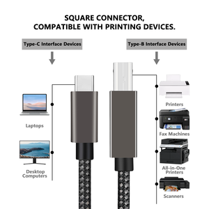 Cable de impresora USB2.0 Puerto tipo C Alta velocidad Multi USB a tipo B 2,0 Cable de datos Universal Cable de impresión trenzado de nailon - Product Image 4
