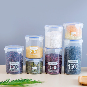 1500ml 1000ml 800ml 600ml積み重ね可能な密閉型食品収納ボックス透明冷蔵庫キッチンオーガナイザーセットプラスチックジャー - Product Image 1