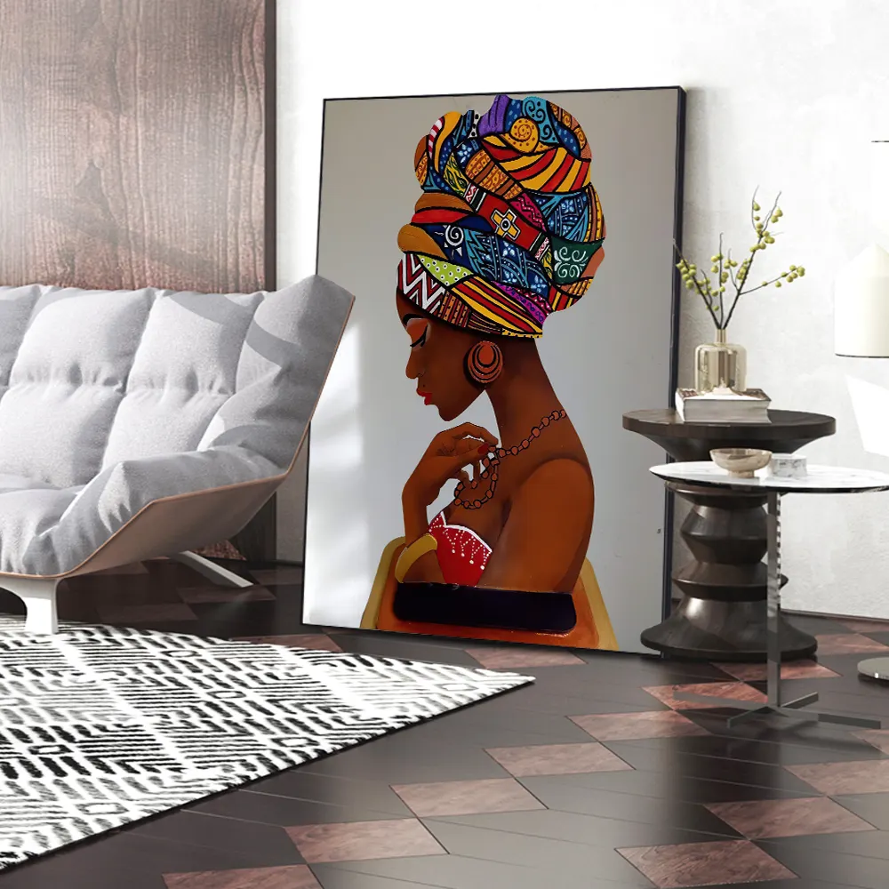 African Women Figure Portrait Posters Wall Art Picture Abstract Canvas Oil Painting