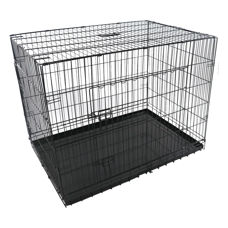 Оптовая продажа текстурная черная складная железная большая собачья будка для домашних животных клетка для собак мебель прочная и легко моется