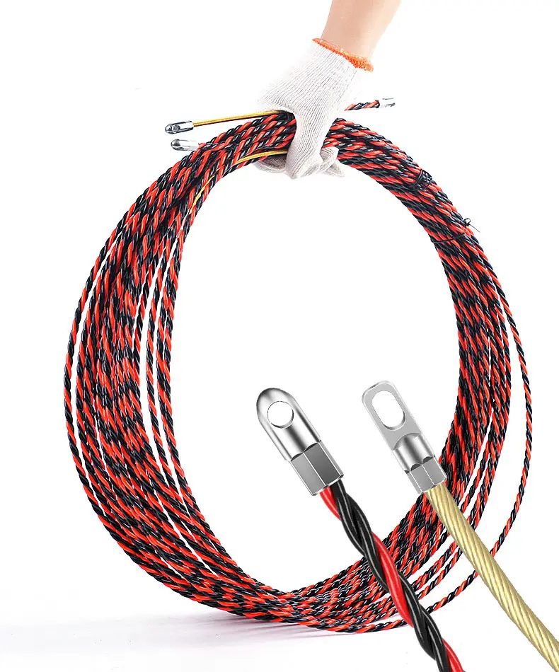 Alta venta 3 cables PET Fish Tape 15M 6mm Cable Extractor Guider Extractor Enhebrador Electricista Dispositivo de roscado