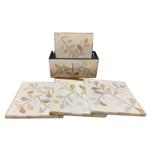 Yeni varış 4-Piece Modern bardak kakma sedef zarif çay masası ped ile özelleştirilebilir Logo siyah özelleştirilebilir Logo - Product Image 2