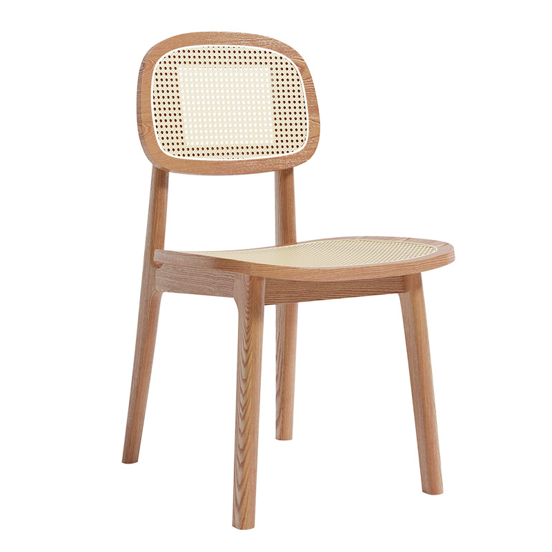 Chaise en rotin tressé en bois massif 1 (coussin d'assise en rotin)