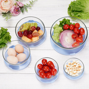ชุดภาชนะเก็บอาหารแก้ว Borosilicate และพลาสติก PP 5 ชิ้นพร้อมฝาปิดแบบสแน็ปกล่องอาหารกลางวัน 1 ลิตรสําหรับการจัดเก็บที่ปลอดภัย - Product Image 2