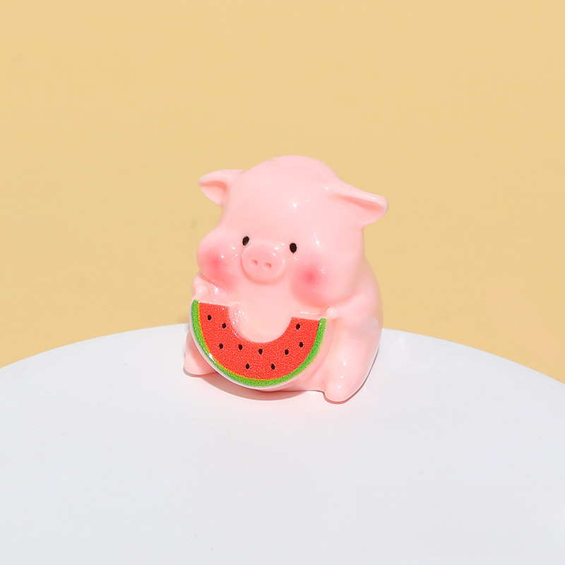 colorido Come sandía y cerdito rosado
